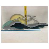 Metal Wall Sculpture with Seagulls and Waves