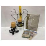 Metal Candle Holders and Table Linens Set