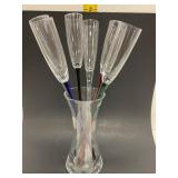 Six Colored Stem Champagne Flutes