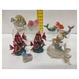 Ceramic Figurines, Fish and Mermaid Motif