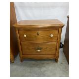 Solid Oak Two-Drawer Nightstand