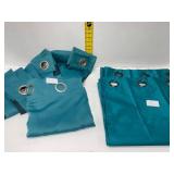 Six Teal Polyester Curtains