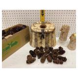 Birch Bark Box, Pinecones, and Tea Light Holders