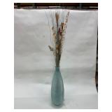 Tall Frosted Glass Vase with Dried Stems