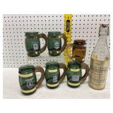 Glass Mugs and Decorative Bottle