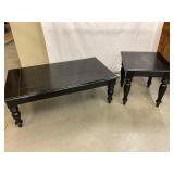 Black Wood Coffee Table and Side Table Set