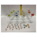 12 Hand-Painted Glass Wine Glasses