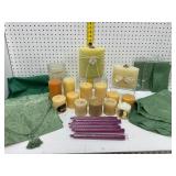 Candles and Green Table Linens Collection