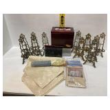 Gold Metal Easels and Assorted Items
