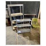 3 Metal Shelves and 1 Chair