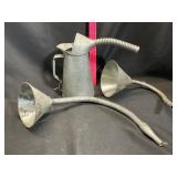 Vintage Metal Oil Can and Funnels