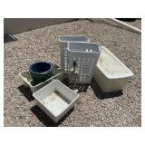 Plastic Storage Bins and Lamp