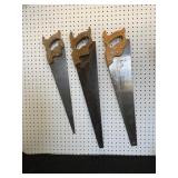 Three Hand Saws with Wood Handles
