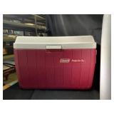 Red Coleman Cooler & Three White Styrofoam