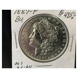 1887-P Morgan Silver Dollar BU MS 63-64