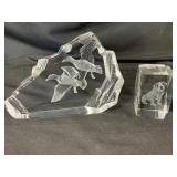 Mats Jonasson crystal art glass Ducks and Bulldog