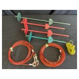 4 Dog Tie-Out Stakes w/3 Cable Lines