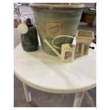 Large Round Ceramic Pot, Plastic Table & More