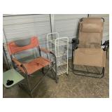 Foldable Chairs and Wire Storage Rack