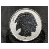 One Oz. Indian/Buffalo Reverse Proof Silver Round
