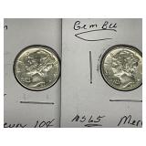 1940-S & 1941-P Mercury Dimes BU