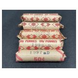 (5) Denver Mint Penny Rolls 1997/99/2000/01/02