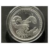 One Oz. Silver Scorpion Round
