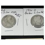 1909-D and 1916-D Barber Silver Quarters