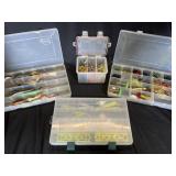 4 Assorted Sized Tackle Boxes with Tackle