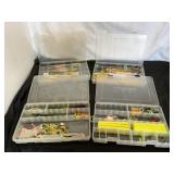 4 Plastic Tackle Boxes with Tackle