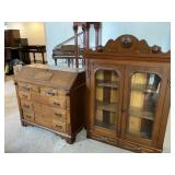 Victorian Walnut Desk and Display Cabinet
