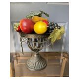 Footed Metal Pedestal Stand With Fruit