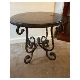 Round Metal & Wood End Table