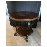 Round Wood & Metal End Table