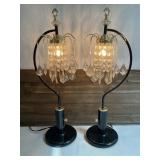 (2) Chandelier Table Lamps, Faux Metal & Crytstals
