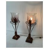Ornate Metal & Crackle-Glass Uplight Table Lamps