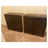 (2) Brown Wood Storage Cupboards
