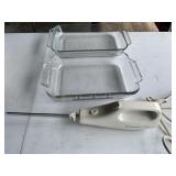 2-casserole Dishes & electric Knife