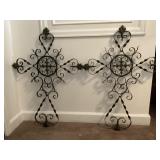 (2) Large Decorative Iron Scrollwork Crosses