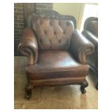 Leather Victorian Accent Chair w/Button Tufting