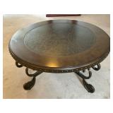 Round Metal & Wood Cocktail Table *1 Damaged Leg*