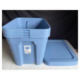 4 New Blue Sterilite Totes With Lids