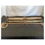2-Antique Old Wood Iron Single Horse Harness