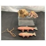 Hand-Carved Miniture Pig, & Frog