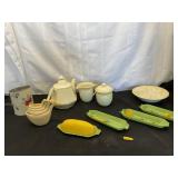 Vintage plastic corn on the cob shaped butter dish