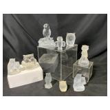 8 Frosted Glass Owl Figurines