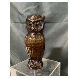 Vintage Amber Glass Owl-Shaped Bottle