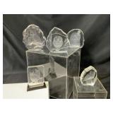 Five Crystal Owl Sculptures