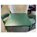 Green Folding Card Table & 2 Chairs
