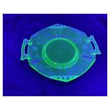 VTG Uranium Glass/Green Glass Art Deco Plate